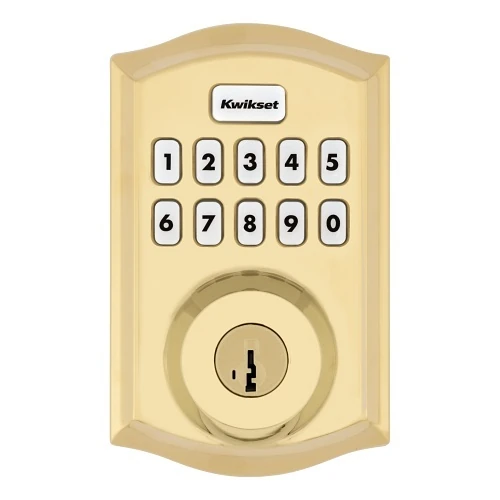 Kwikset 98935-003 HomeConnect 620 Long-Range Z-Wave Traditional Smart Lock, 920 MHz, Polished Brass