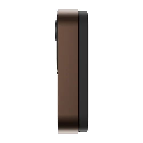 Left-side profile of the bronze Alarm.com ADC-VDB775-BZ video doorbell