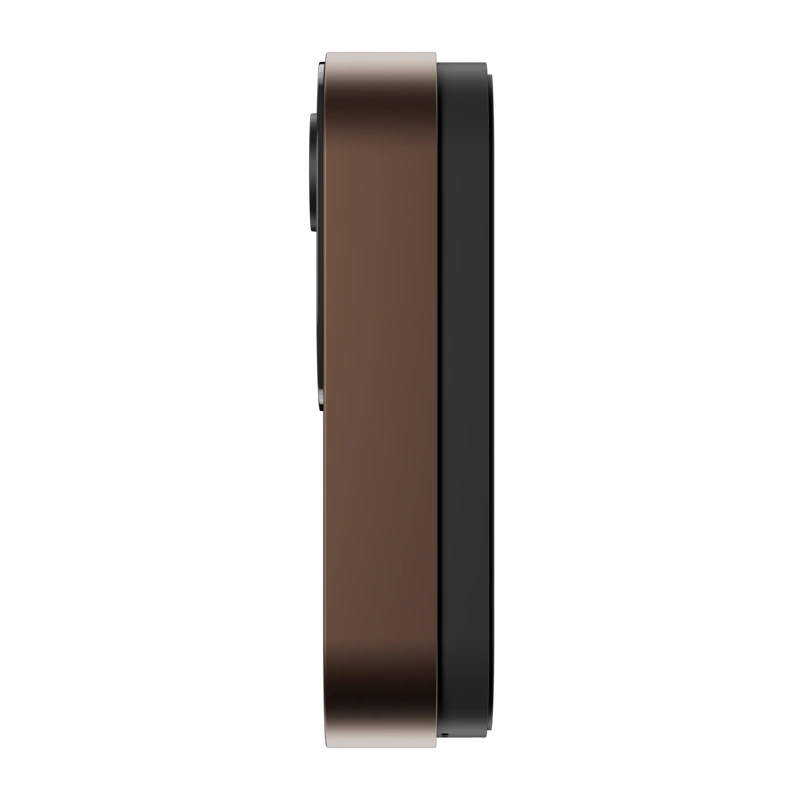 Left-side profile of the bronze Alarm.com ADC-VDB775-BZ video doorbell