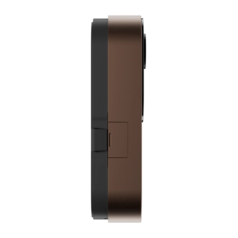 Right-side profile of the bronze Alarm.com ADC-VDB775-BZ video doorbell
