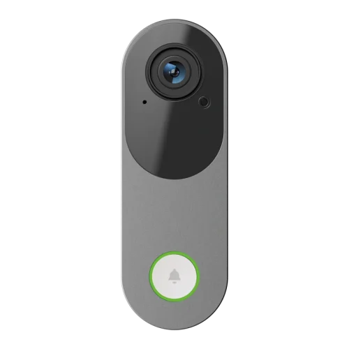 Silver Alarm.com ADC-VDB775-S 4MP video doorbell front view