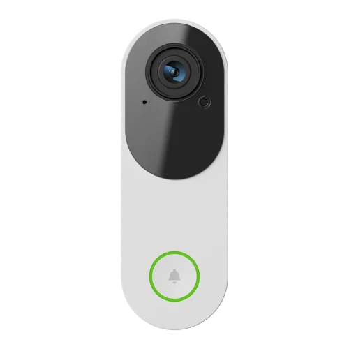 White Alarm.com ADC-VDB775 4MP video doorbell front view