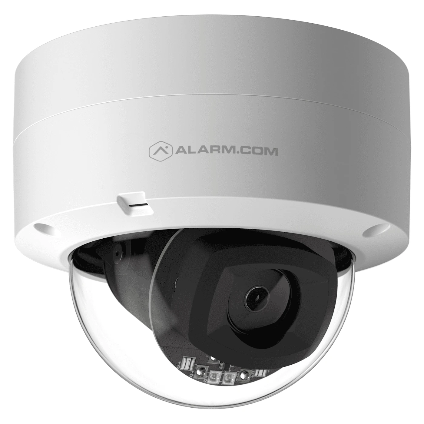 Alarm.com ADC-VC847PF white motorized varifocal dome camera left angle