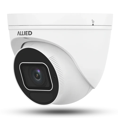 Allied motorized varifocal IR turret camera viewed from the front left