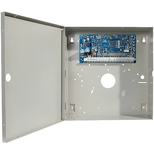 DSC HS2128 control board installed in an open PC4050C metal cabinet