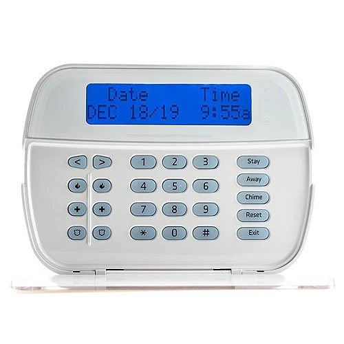 DSC HS2LCD keypad with cover open and physical keys visible