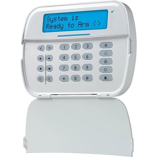 Angled view of the DSC HS2LCDRFP9 PowerG proximity keypad