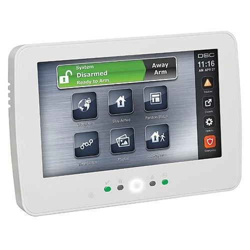 White DSC HS2TCHP PowerSeries Neo 7-inch touchscreen keypad