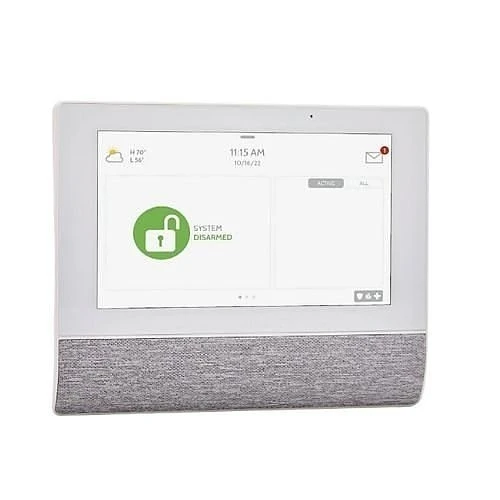 Qolsys IQ Remote PowerG secondary touchscreen keypad angled view